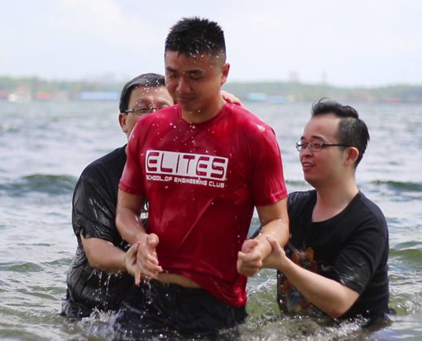 Ivan's water baptism at Sembawang Park